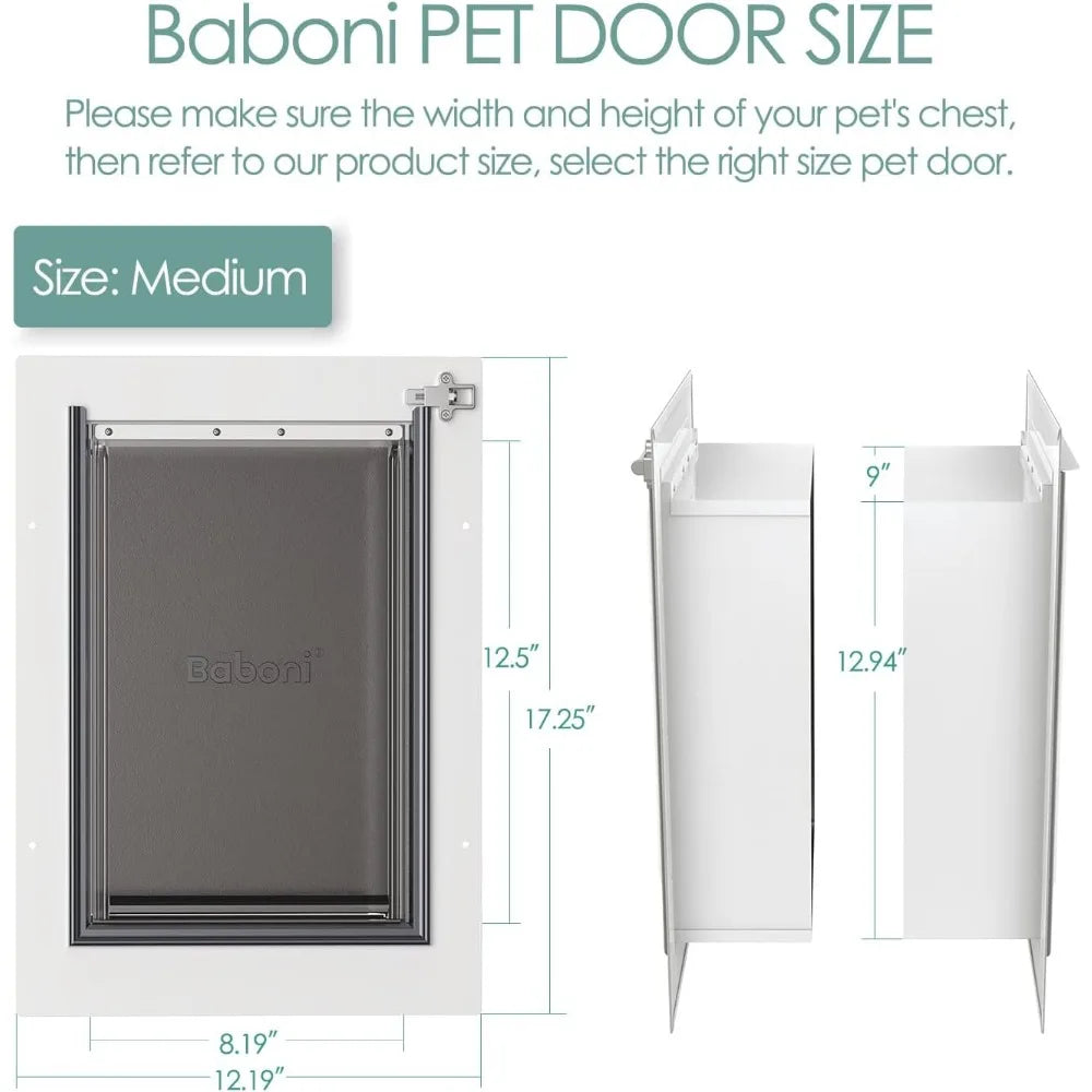 Pet Door for Wall, Steel Frame and Telescoping Tunnel, Aluminum Lock, Double Flap Dog Door and Cat Door, Strong and Durable