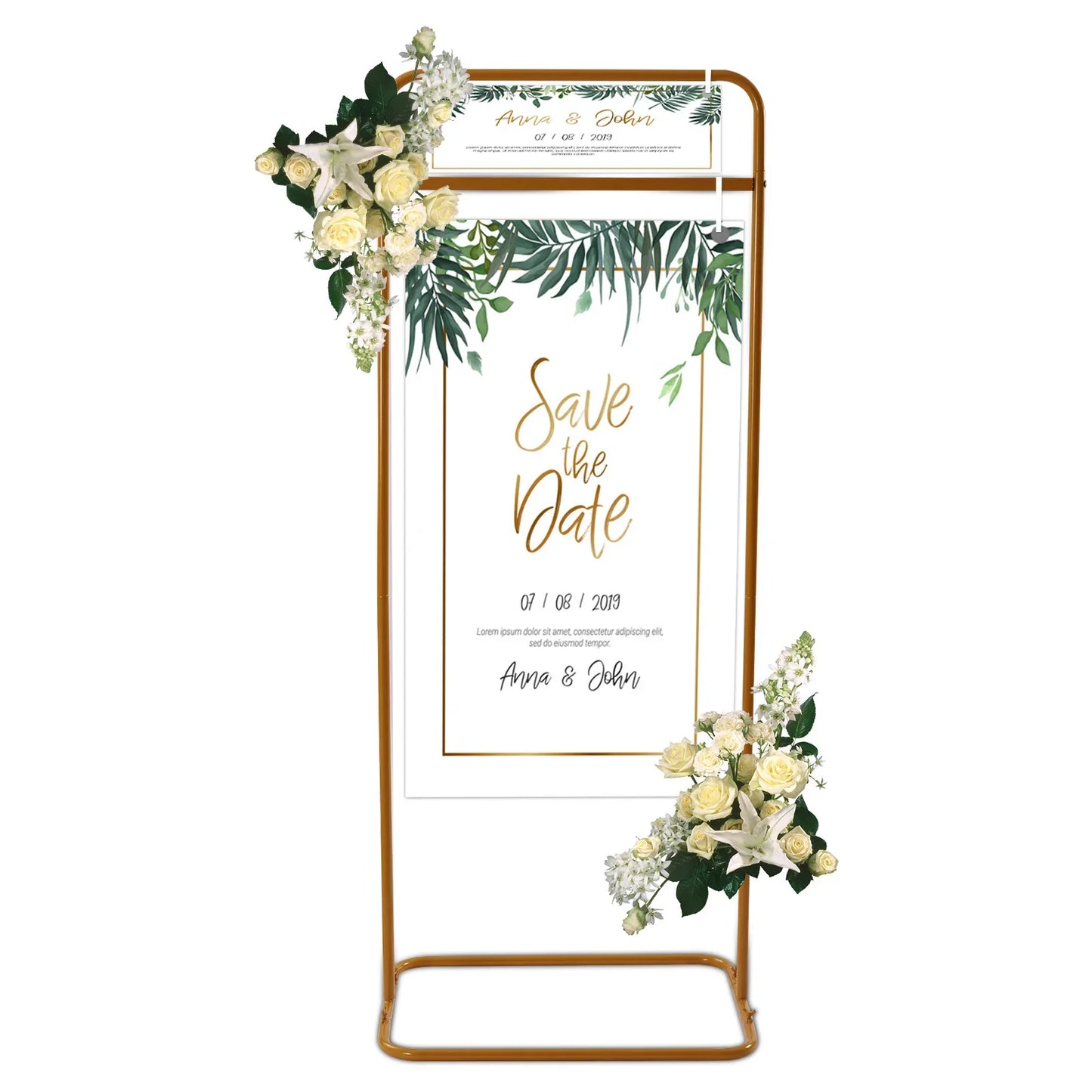 Gold Metal Wedding Posters Display Stand.