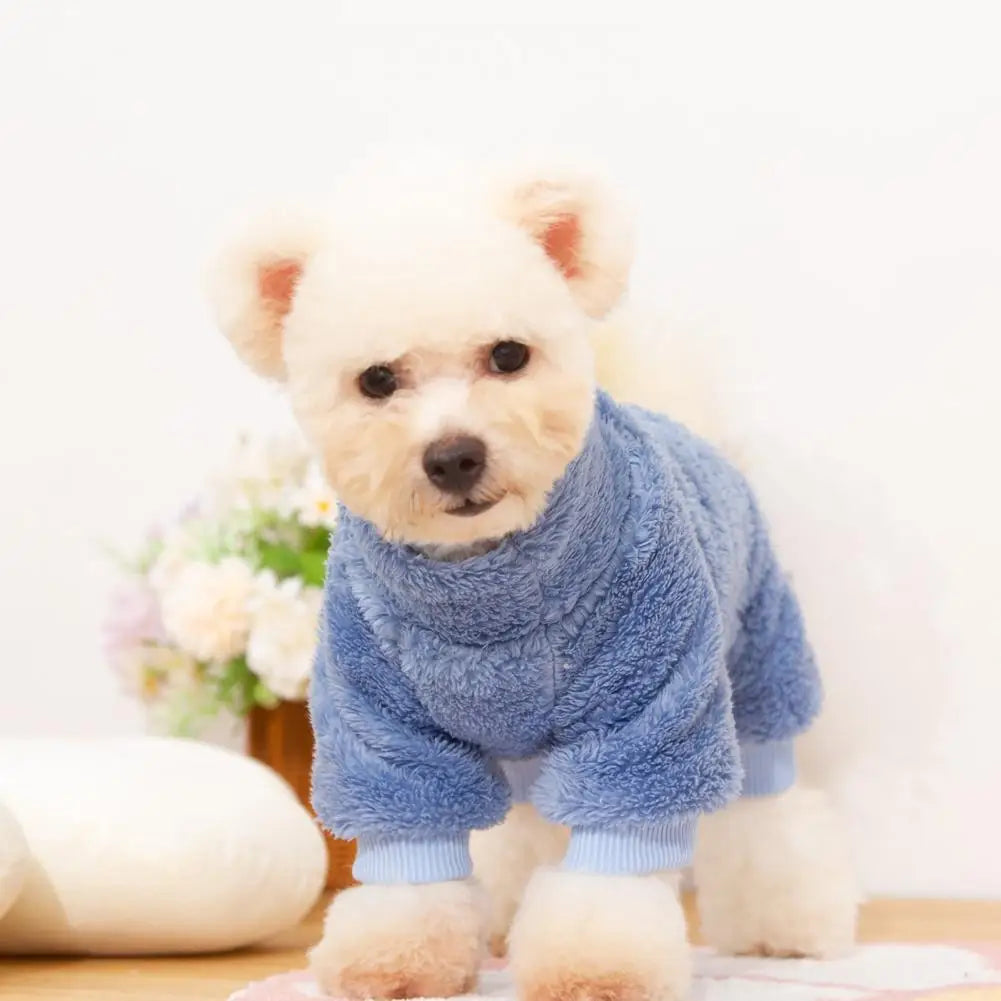 Warm Cozy Pet Clothing Cozy Winter Dog Clothes Thick Long Plush High Collar Pet Apparel with Traction