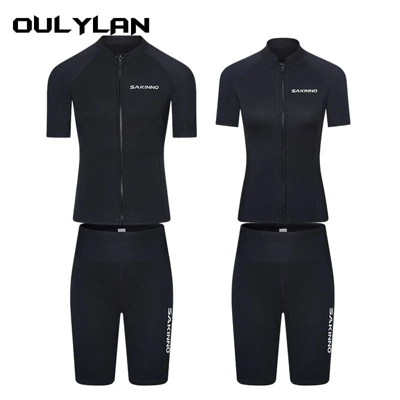 Short Wetsuit Men Neoprene Diving Suit Split Sleeve, Wet Suit Front Zip Spearfishing Swim Surfing Swimwear.