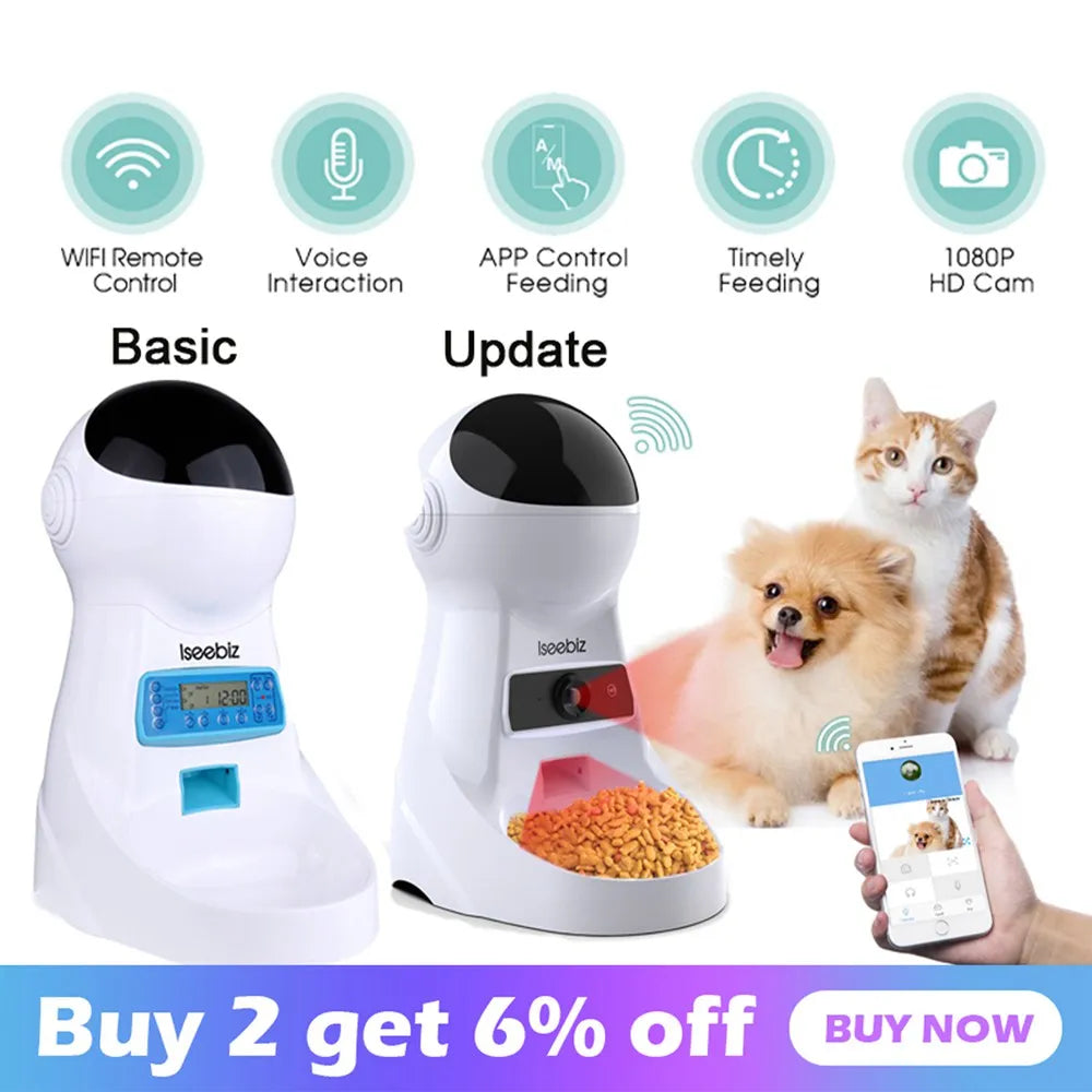 Automatic Pet Feeder With Voice Record Pets Food Bowl For Medium Small Dog Cat LCD Screen Dispensers 4 Times One Day