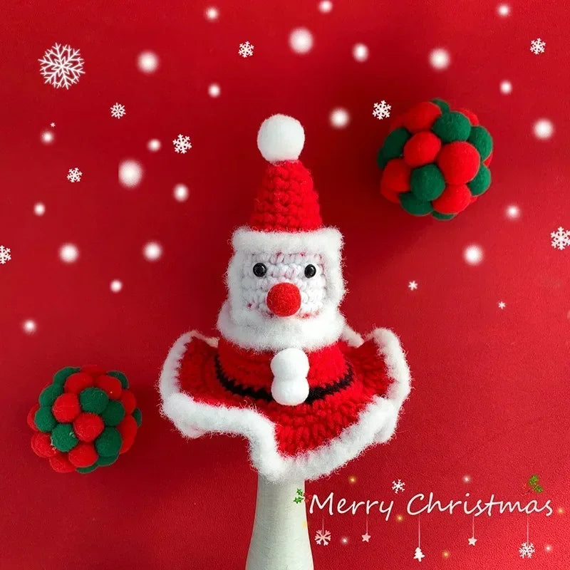 Pet Christmas hat Cat handmade 3D wool Christmas hat Dog headwear.