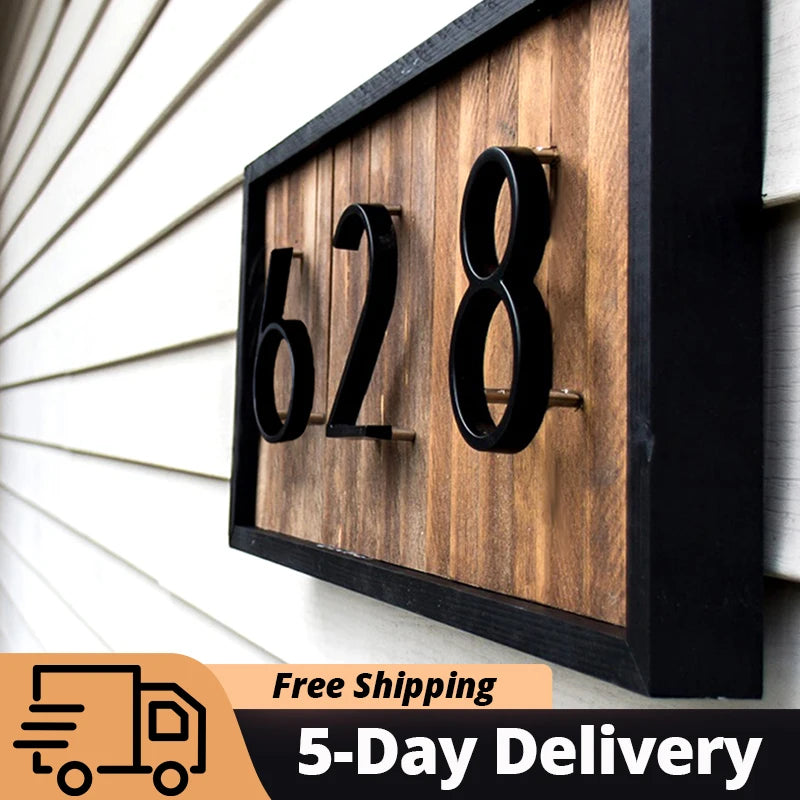 Floating Exterior House Number 5inch Doorplate Letters Metal Address Sign Plate Outdoor Door Plaque Number Dash Slash Sign #0-9