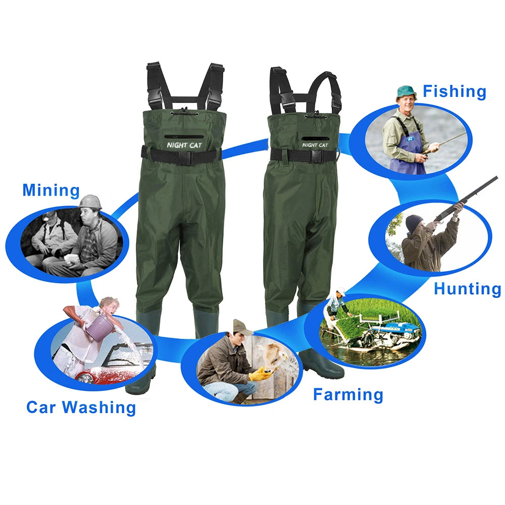 Lightweight Fishing Waders Full Waterproof Breathable Diving Pants Pvc Rubber Fly Fishing Hunting Chest Waders With Boots