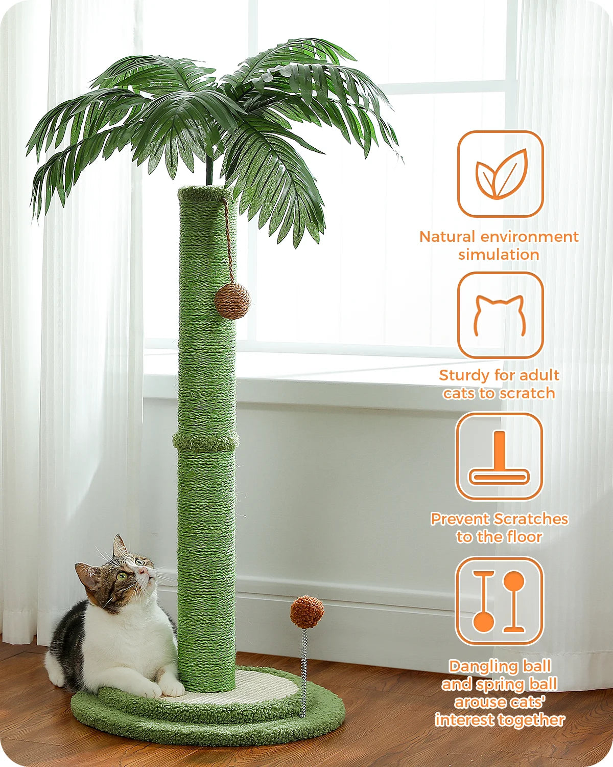 Cat Scratching Post Cat Scratcher for Large Cats with Interactive Balls Sisal Covered Kitten Scratch Posts