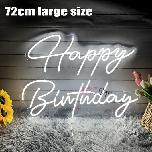 72cm Happy Birthday Neon Sign Party Decor Large Size Led Neon Lights.