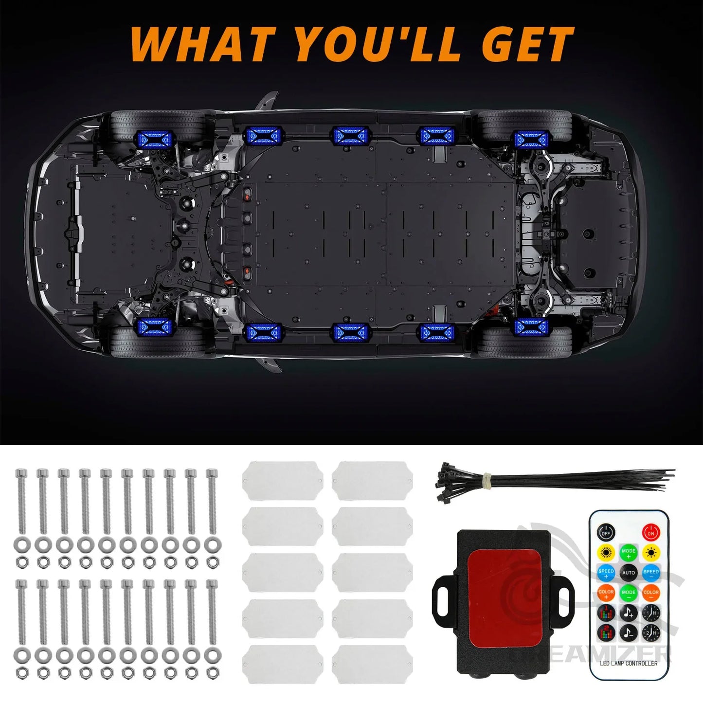 10 Pods APP Control Dream Color RGB + IC 240 LED Rock Lights Off-Road Truck UTV.