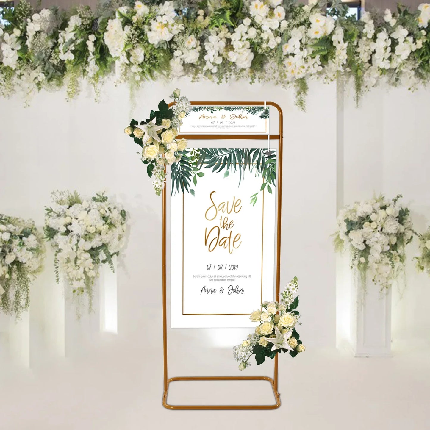 Gold Metal Wedding Posters Display Stand.