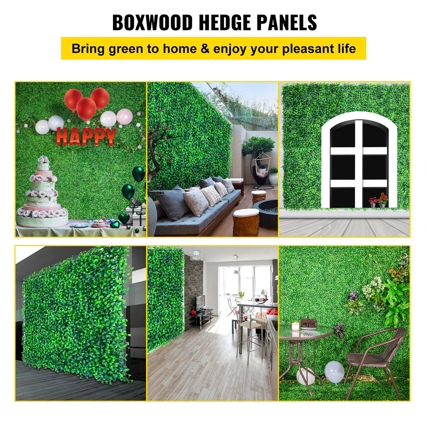 VEVOR 50x50 Artificial Plants Grass Wall Panel Boxwood Hedge Backdrop Home Decor Privacy Fence Backyard Wedding Party Background