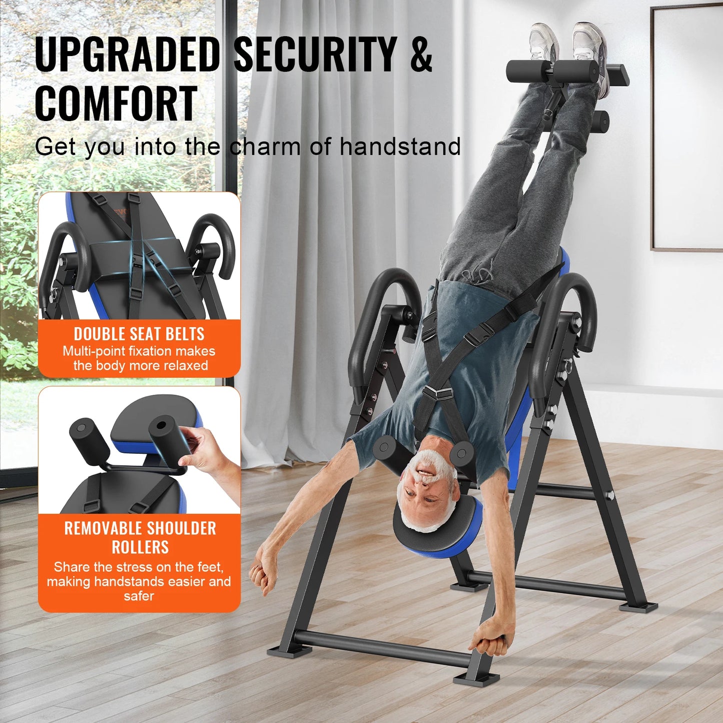 Inversion Table Heavy Duty Inversion Table Decompression Back Stretcher Machine Strength Training Equipment with Headrest