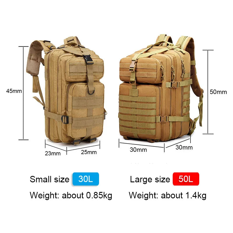 Military Backpack 50L Large Capacity Camping Men Rucksacks Tactical Hunting Nylon Bag For Sport Trekking Waterproof Pack