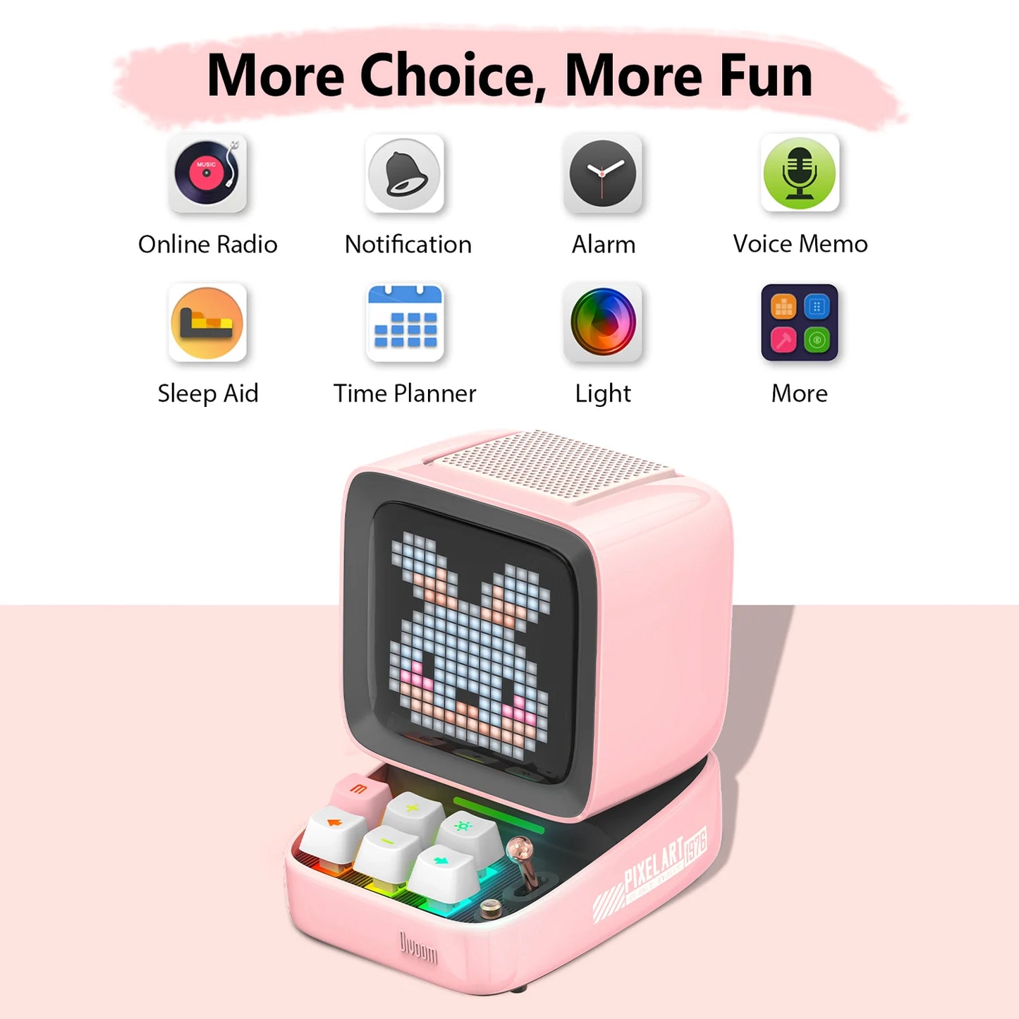 Retro Pixel Art Bluetooth Portable Speaker Alarm Clock DIY LED Display Board.