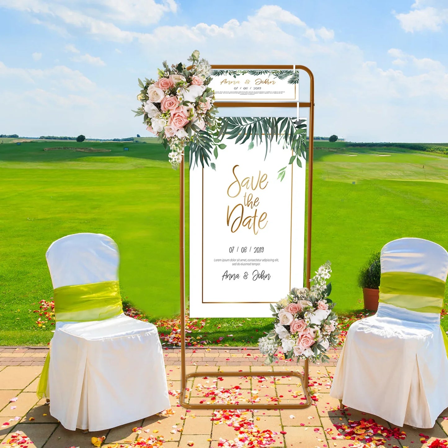 Gold Metal Wedding Posters Display Stand.