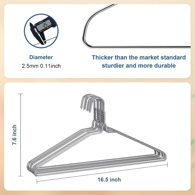 Wire Hangers 200 Pack, Metal Wire Clothes Hanger Bulk Non Slip 16 Inch 12 Gauge Ultra