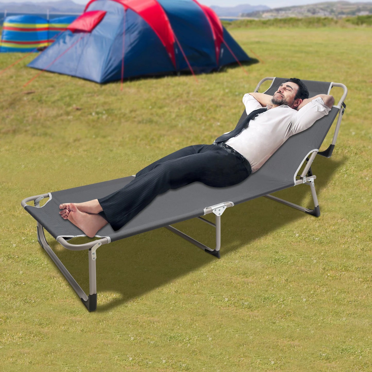 Folding Camping Cot Elevated Lightweight Sleeping Bed Outdoor.