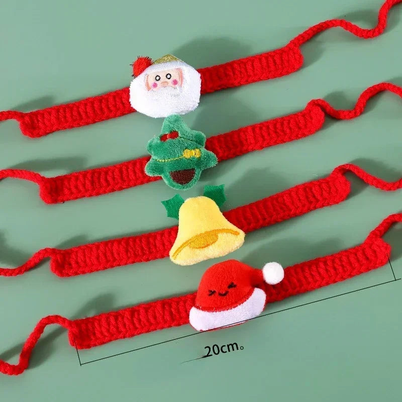 Cute Santa Claus Pattern Pet Bow Bell Collar for Dog Cats Accessories Supplies Holiday Christmas Dog Collar Pet Supplies