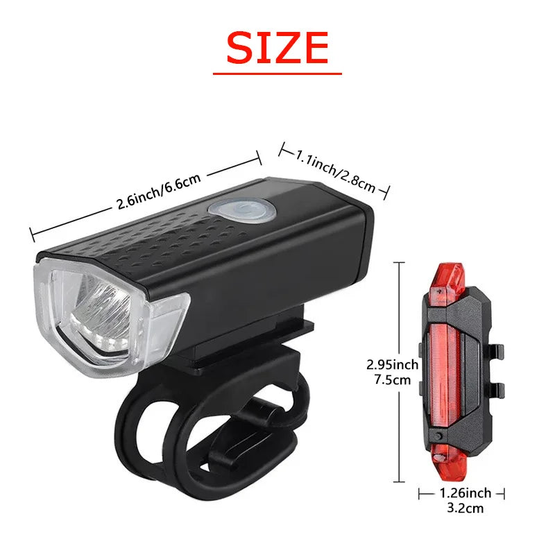 2pcs Bicycle Light USB LED Rechargeable Set MTB Road Bike Front Back Headlight Lamp Flashlight Cycling Light Cycling Acces