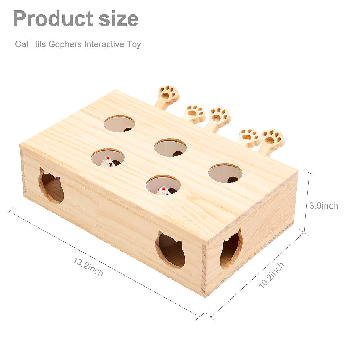 MewooFun Cat Toys Interactive Whack-a-mole Solid Wood Toys for Indoor Cats.