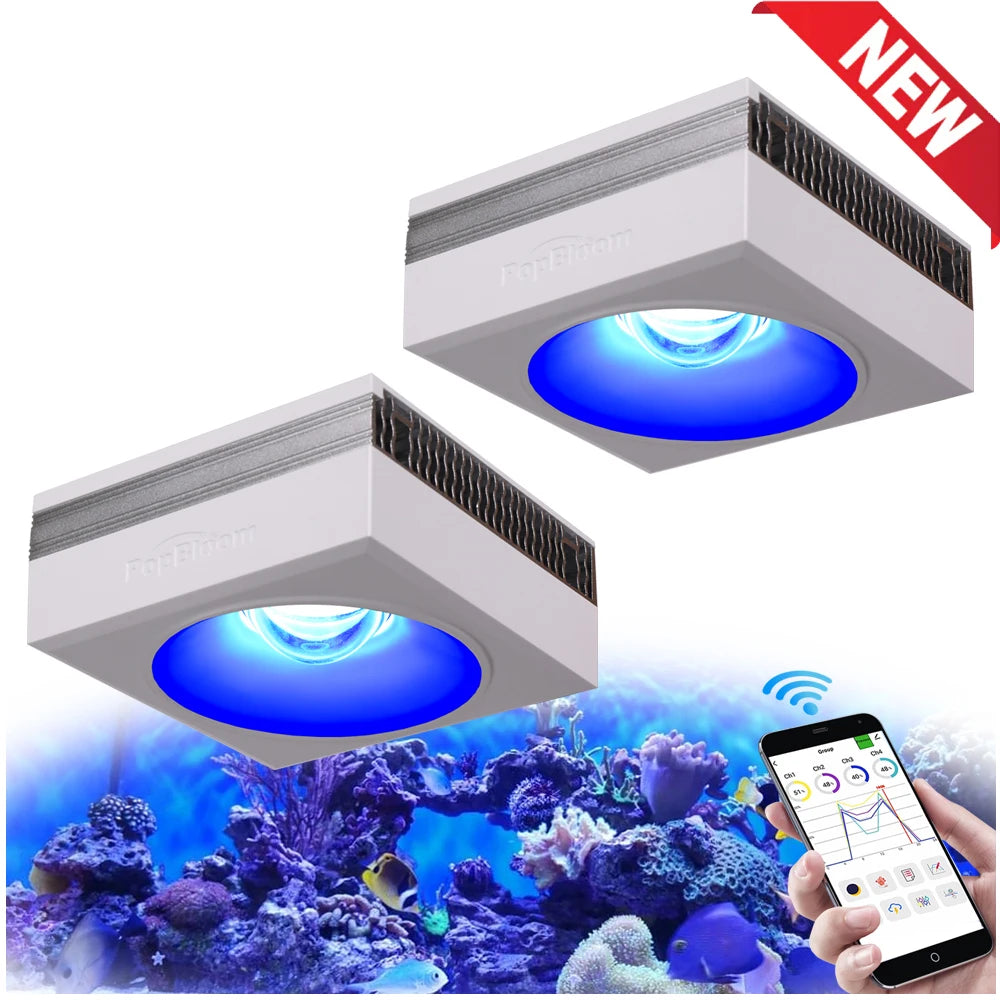 NEW PopBloom RL90 WiFi Led Aquarium Light Full Spectrum, Reef Light Aquarium Saltwater Coral Growing Marine Aquarium Tank Lamp