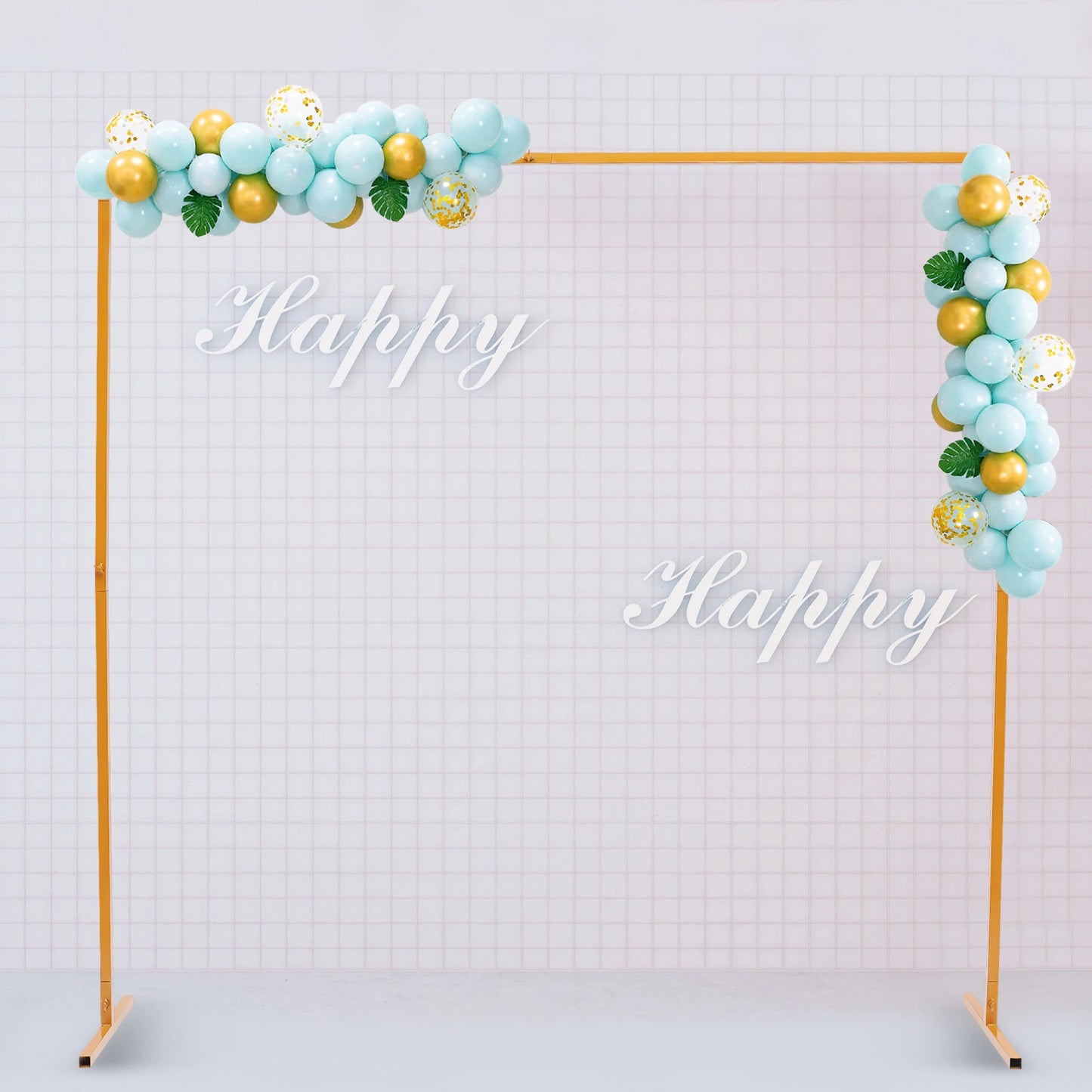 Wedding Arch Stand with Bases,Easy Assembly 6.6x6.6 Feet Square Garden Arch.