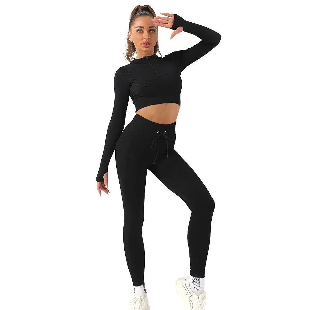 Seamless Gym Clothing Workout Clothes for Women Tracksuit Set High Waist Sport Outfit Fitness Top Yoga Pants