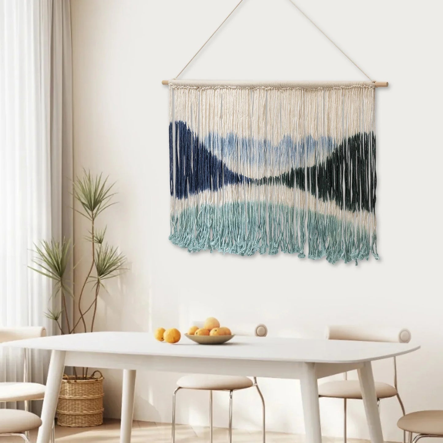 Large Macrame Wall Hanging 43x28in Dip Dye Art Tapestry for Home Office