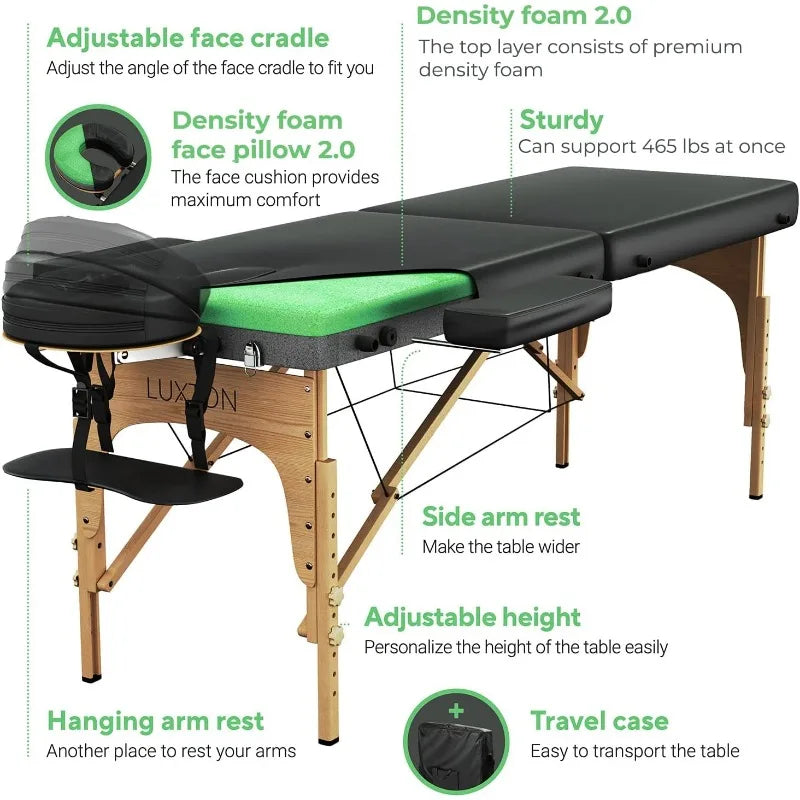 Premium Foam Massage Table - Easy Set Up - Foldable & Portable with Carrying Case