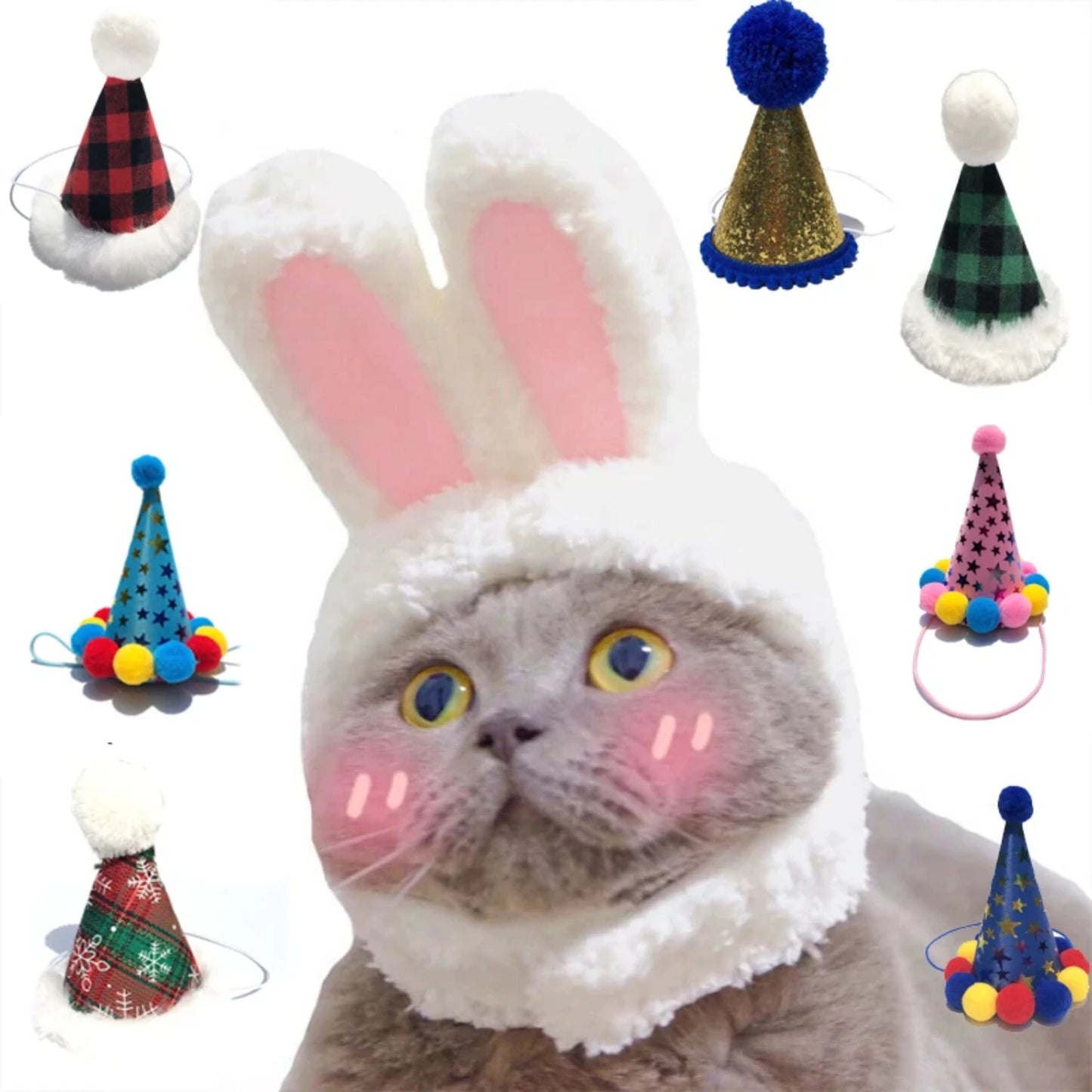 New Charming and cozy rabbit design pet costume hat for dog or cat - Lovely and adorable headwear with photo props for your furr