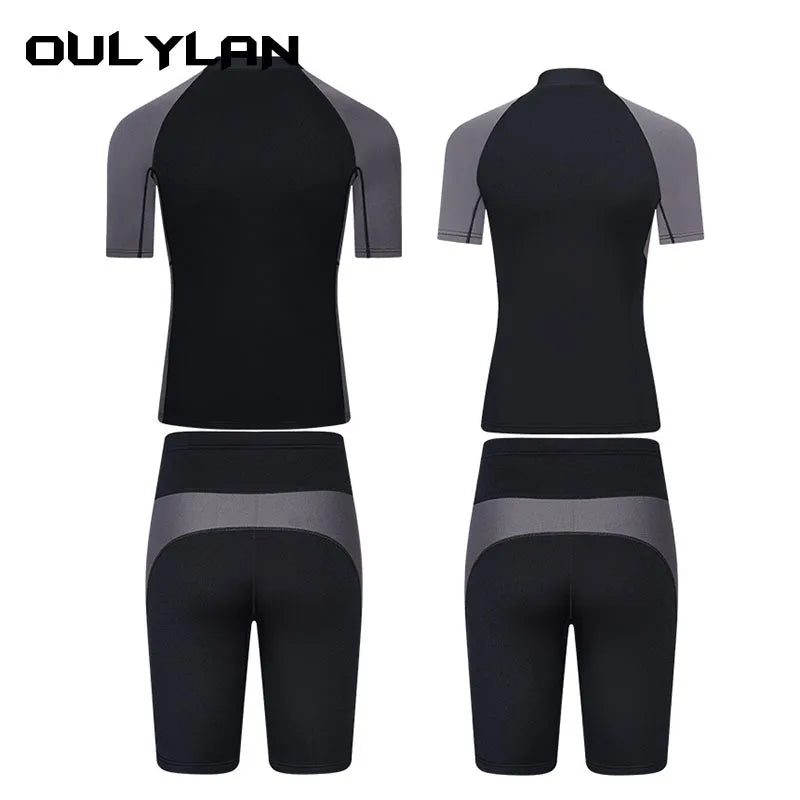 Short Wetsuit Men Neoprene Diving Suit Split Sleeve, Wet Suit Front Zip Spearfishing Swim Surfing Swimwear.