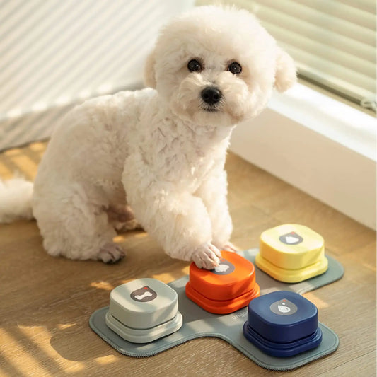 Dog Button Set With Mat & Stickers Pets Talk Trainable and Recordable  Communication Vocalised Voice Toy Clicker