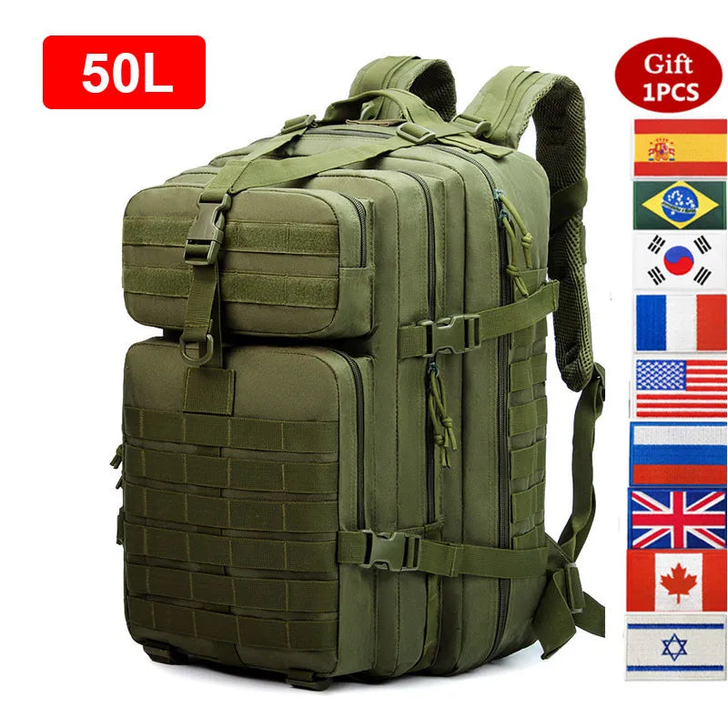 Military Backpack 50L Large Capacity Camping Men Rucksacks Tactical Hunting Nylon Bag For Sport Trekking Waterproof Pack