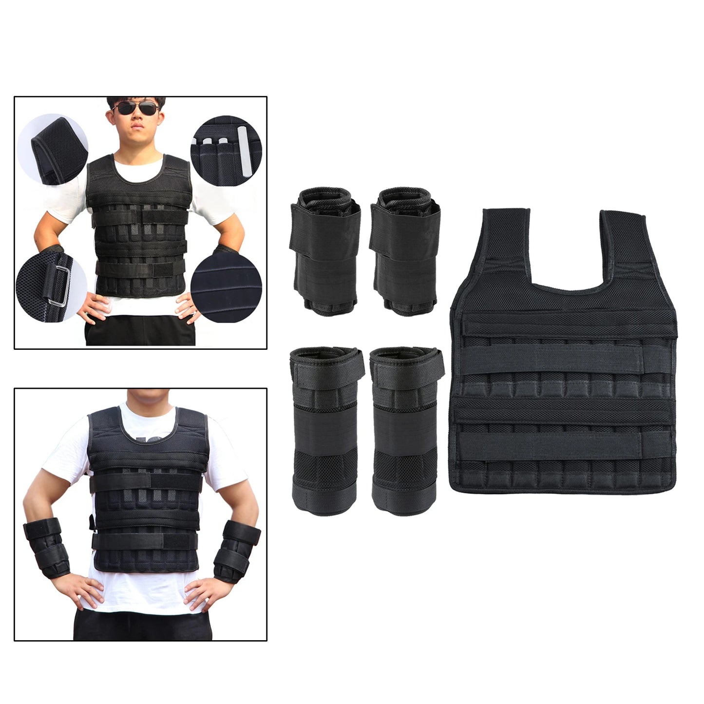 Running Weight Vest Lead Sandbag Leggings Equipment Training Adjustable Weight Fitness Vest Steel Plate Set for Athletes Runner