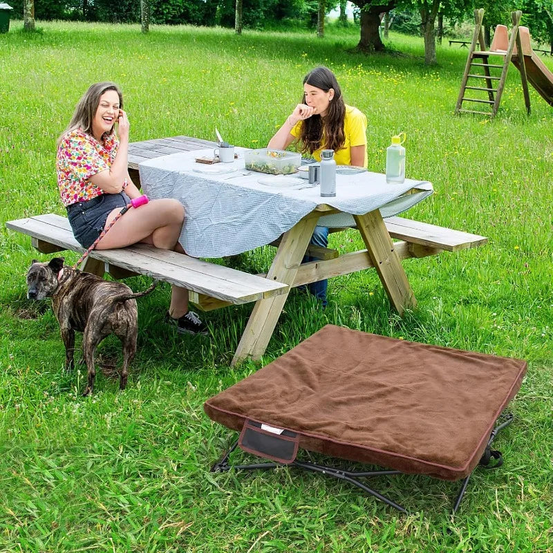 Outdoor Dog Bed - Portable, Elevated Camping Dog Cot for Indoor, Courtyard & Travel, Breathable Textilene Mesh