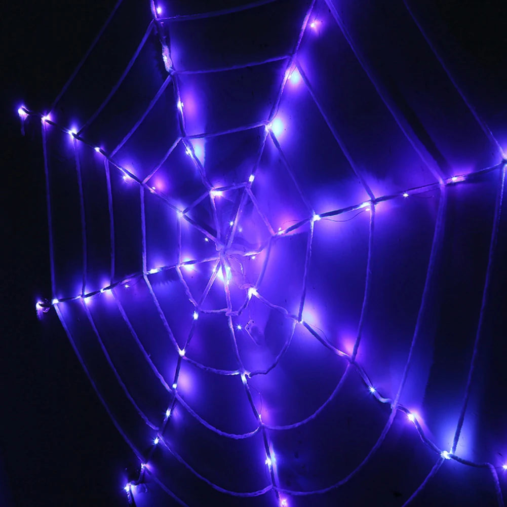 Spider 11.8FT Cobweb String Lights Light Up Spider Web for Party Halloween Indoor Outdoor Decorations