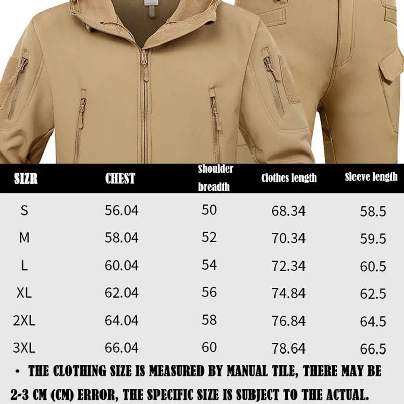 Waterproof Suits Fishing Warm Hiking Camping Tracksuits Set Hood Coat S-4XL Winter Autumn Tactical Jackets Elastic Men