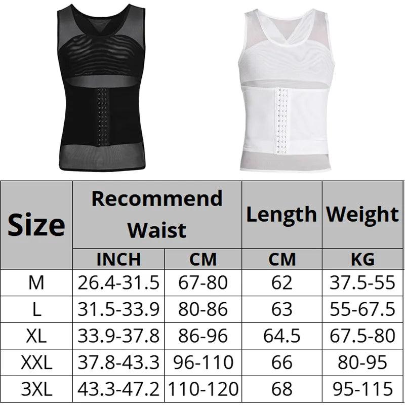 Mens Compression Vest Slimming Body Shaper Shirt Tummy Control Fitness Workout Tank Tops.