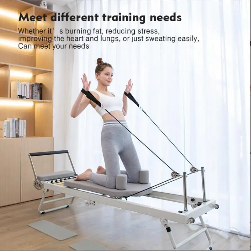 Pilates Reformer Fitness Equipment, Foldable Yoga Bed Strength Training Machine