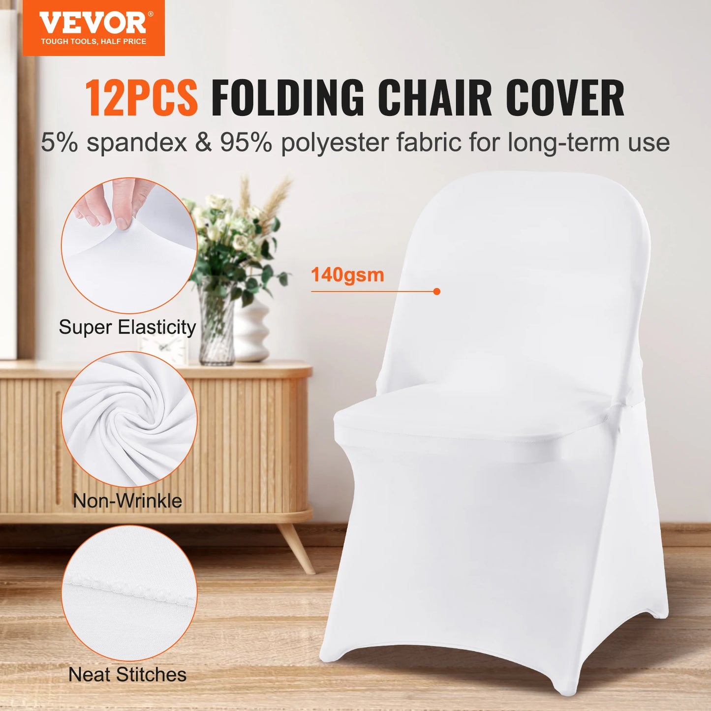 12 30Pcs Wedding Chair Covers Spandex Stretch Slipcover for Restaurant Banquet Hotel.