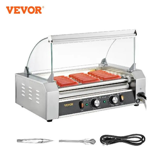 VEVOR Hot Dog Roller 5/7/11 Rods Stainless Steel Electric Sausage Grill Cooker With Dual Temp Control. - One Stop Shop & More