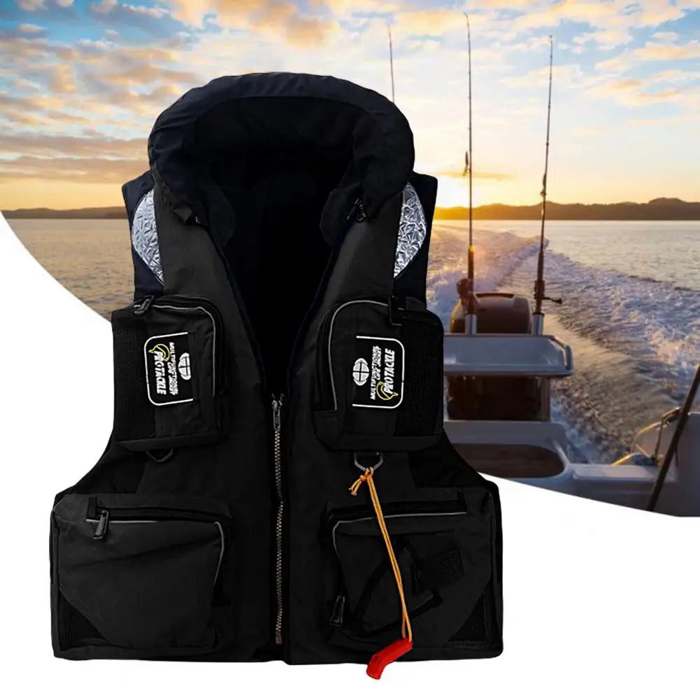 Professional Fishing Life Vest Multi-pocket Detachable Large Buoyancy Assist Comfortable Adults.