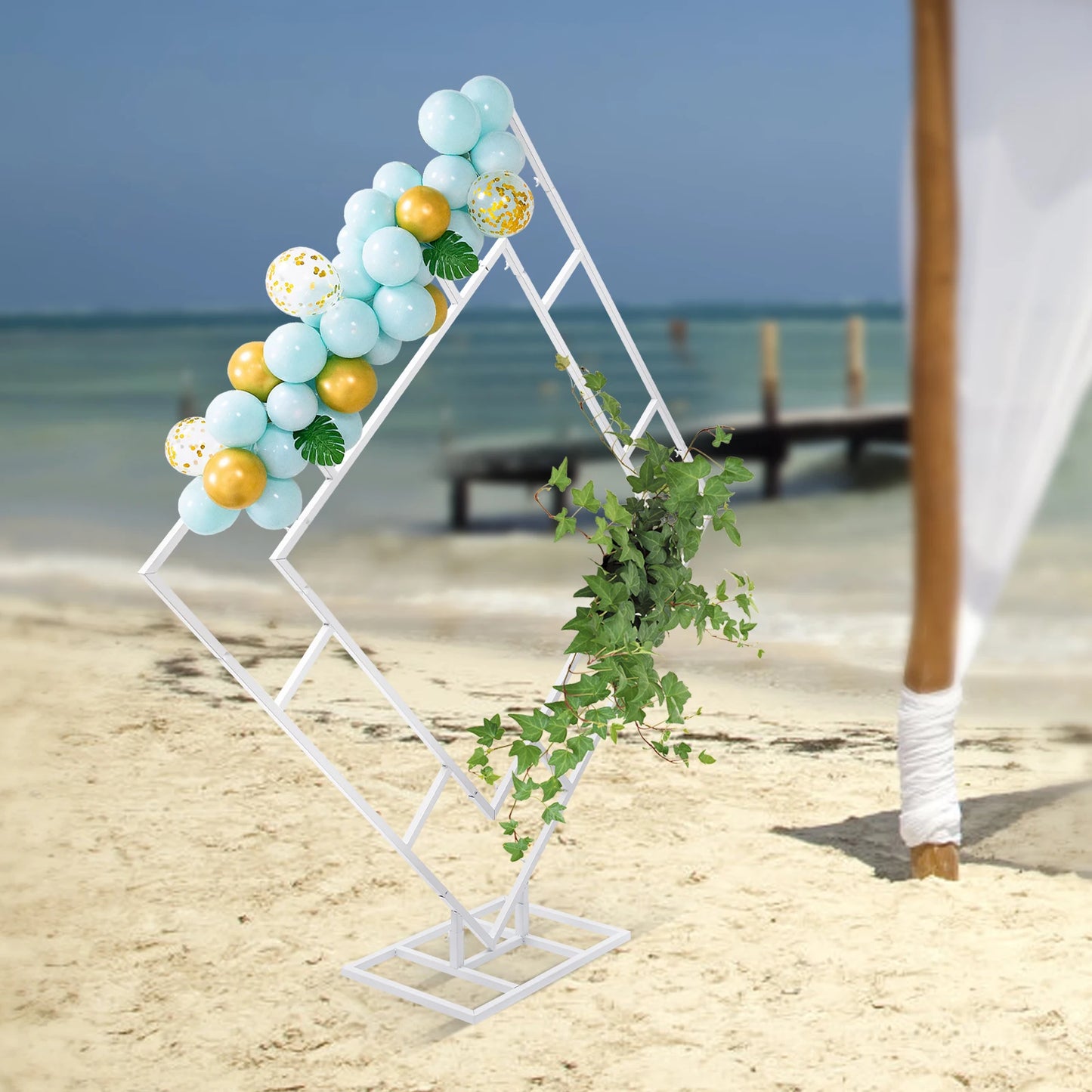 Metal Frame White 6.6ft Rack Wedding Arch.