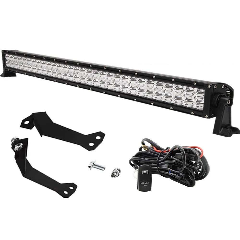 For Polaris RZR XP 1000 900 Models 30 inches 180W Straight LED Light Bar Spot with Wiring Kit and Below Roof Mounting Bracket