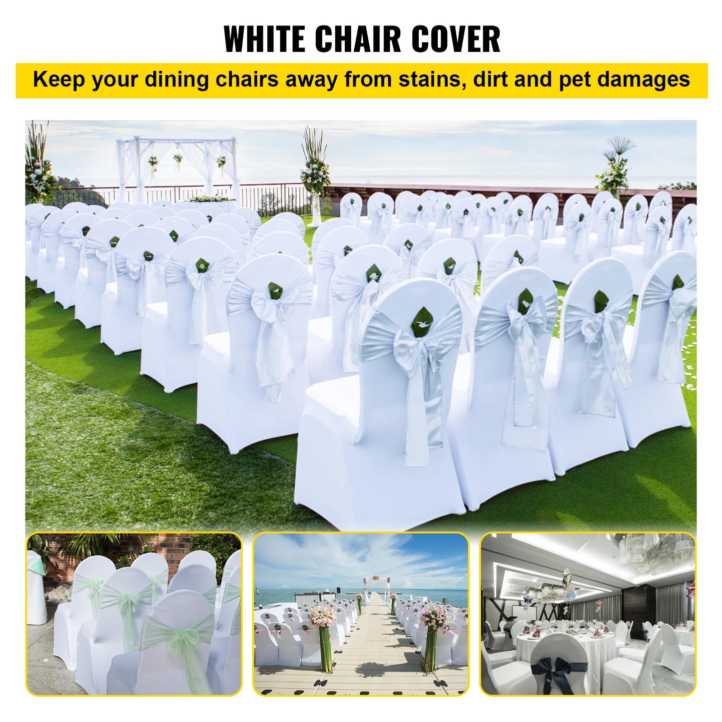 50 100Pcs Wedding Chair Covers Spandex Stretch Slipcover for Restaurant Banquet Hotel Dining Party Universal Chair Cover