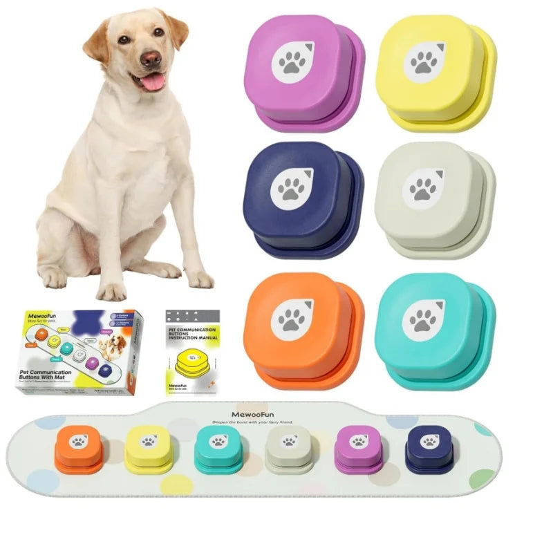 Voice Recording Button Pet Toys Dog Buttons for Communication Pet Training Buzzer Recordable Talking Button with Mat