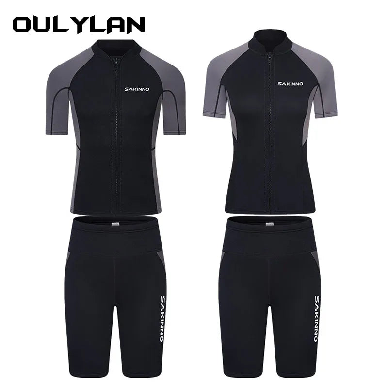 Short Wetsuit Men Neoprene Diving Suit Split Sleeve, Wet Suit Front Zip Spearfishing Swim Surfing Swimwear.