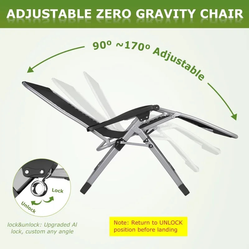 Zero Gravity Chair, Reclining Camping Lounge Chair w/Removable Cushion, Upgraded Lock and Cup Holder.